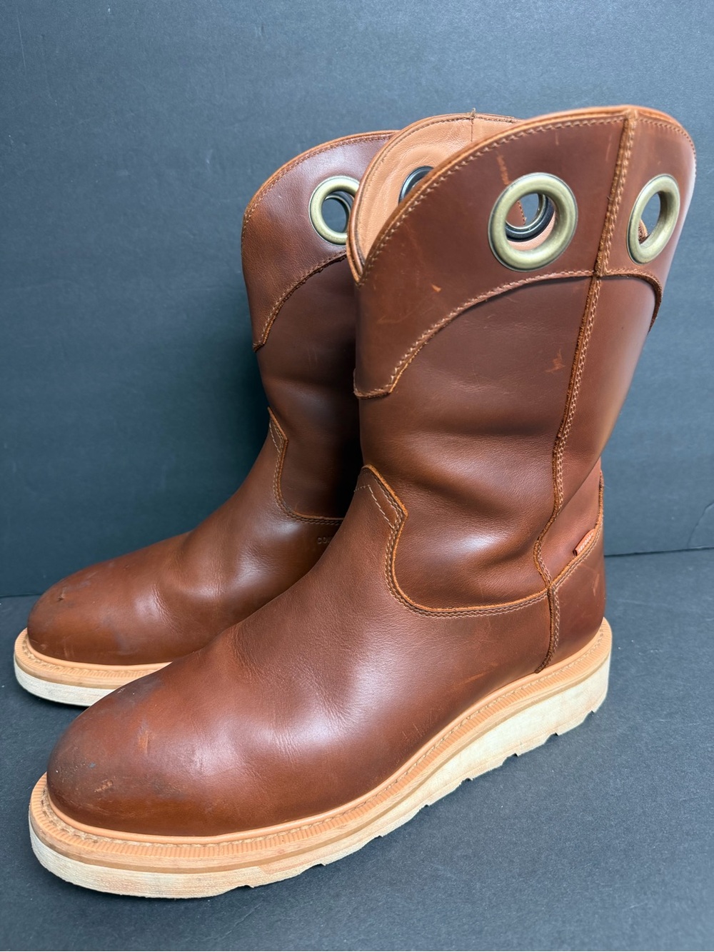 Tecovas Longhaul Waterproof Roper Work Boot 9.5 EE Saddle Composite Camel Brown